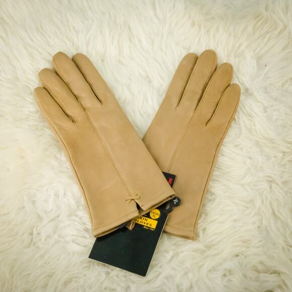 Cabela's Ladies XL Tan Deerskin Leather Insulated Winter Driving Gloves NEW - Picture 4 of 6